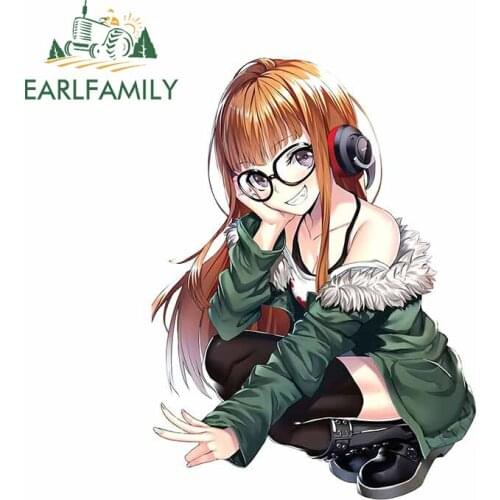 EARLFAMILY 13cm x 9.8cm for Persona Futaba Waifu Anime Car Sticker DIY Decal Waterproof ATV Car Assessoires Occlusion Scratch