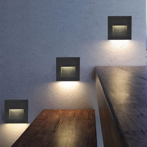 BEIAIDI Modern Waterproof LED Step Light Outdoor Garden Porch Wall Corner Lamp Aluminum Embedded Corrior Staircase Footlight