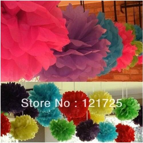 Free Shipping 10pcs Tissue Paper Pom Poms Wedding Party Decor Craft festival decoration flower ball