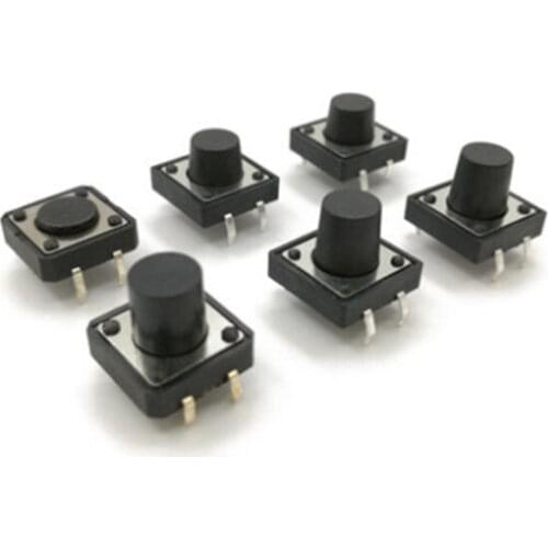 Free shipping 50PCS 4PIN Push Button Touch micro switch black tact switch cap Tactile Tact switch 6*6*4.3/5/6/7/8/9/10/12mm