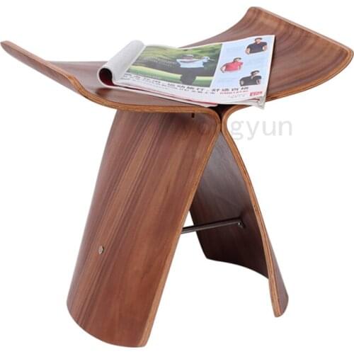 Free Shipping Loft popular stool Modern Design Wooden Leisure Stool Little multi function stool Natural Walnut Color Living Room