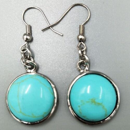 Free Shipping Women Fashion Jewelry 18mm Howlite Round Beads Dangle Earrings C5306