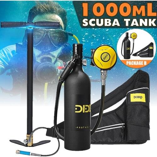DIDEEP Scuba Diving Cylinder Mini 1L Oxygen Tank Set Respirator Air Tank With Hand Pump for Snorkeling Breath Diving Equipment