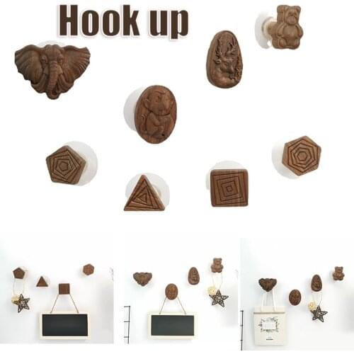 Wooden Hook Animals Shaped Hanging Punch Free Perforated hook for towel Bag Coat Storage XH8Z