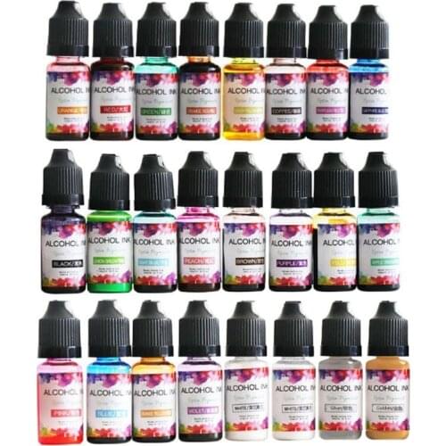 24 Colors Crafts Epoxy Resin Diffusion Pigment Alcohol Ink Liquid Colorant Dye