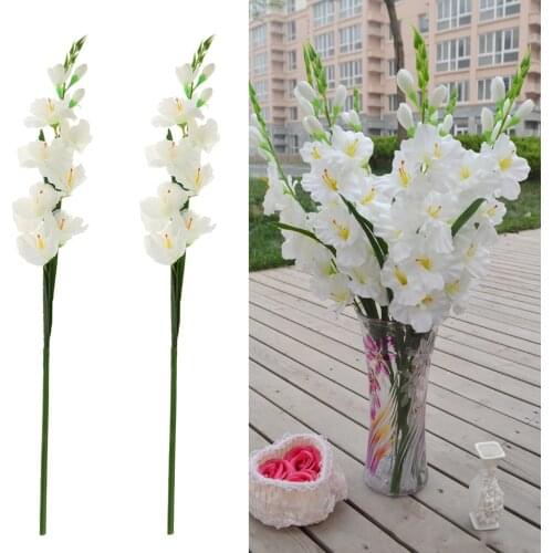 2pcs Artificial Flowers Silk Gladiolus Flowers with Stem for Flower Arrangement Wedding Home DIY Decor