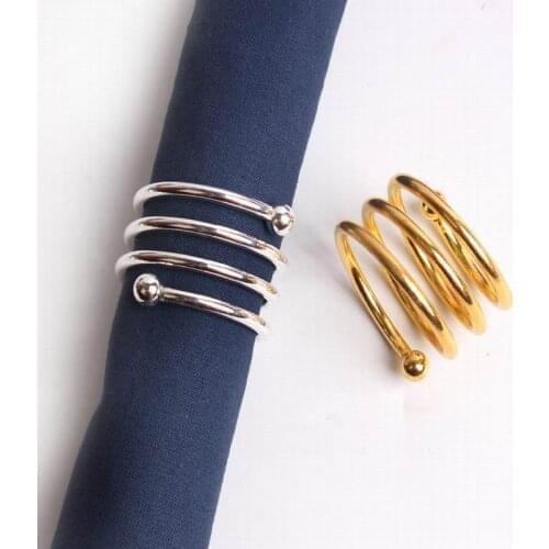 300PCS Special Spring Design Alloy Napkin Ring Silver Napkin Ring Gold Napkin Ring for Wedding Hotel Restaurant