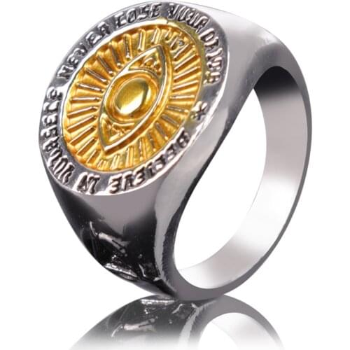 Vintage Stainless Steel Devils Eye Men Rings for Motorcycle Party Steampunk Hip Hop Cool Biker Finger Ring Jewelry