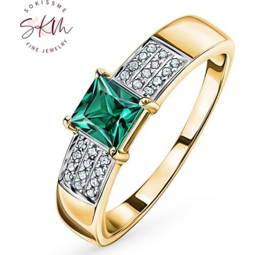 SKM emerald Rings for women 14k rose gold vintage diamond rings for women wedding rings designer Luxury Fine Jewelry