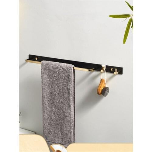 Brass Bathroom Towel Bars Towel Rack Wall Mount Towel Bar With Hooks Black /Gold Bath Hardware Bathroom Accessories New Arrival