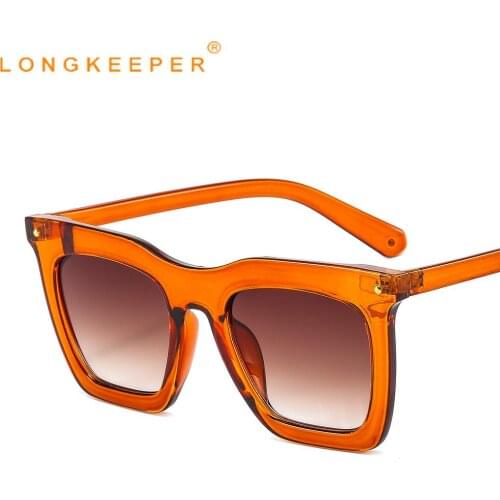 LongKeeper Luxury Square Sunglasses Women 2021 New Fashion Sun Glasses Ladies Brand Designer Vintage Orange Blue Shades UV400