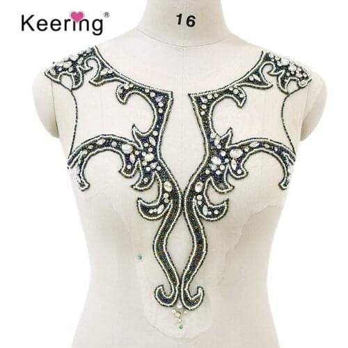 Fashion High end beautiful Big Latest design sparkly crystal applique patch WDP - 005