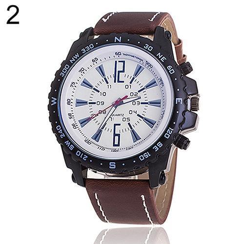 Mens Simple Faux Leather Strap Analog Quartz Business Office Wrist Watch Relojes