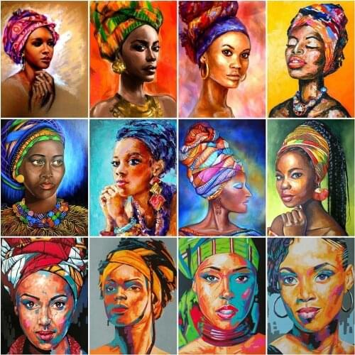 HUACAN Painting By Numbers For Adults African Women Frame Paint On Canvas Picture Oil Paint By Number DIY Gift Home Decor