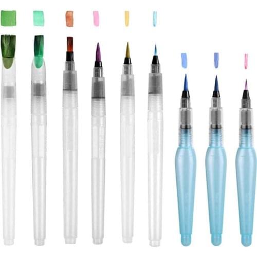 PPYY-Water Brush Pen Set,9 PCS Water Tank Brush,Water Brush Pen with Water Tank,Watercolor Water Pens for Watercolor Painting