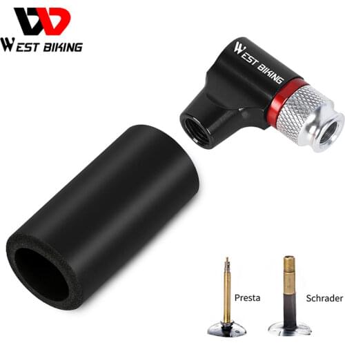 WEST BIKING Portable CO2 Pump Aluminum Alloy Bicycle Pump Inflator For Schrader Presta Adapter Safety Automatic Mini Hand Pump