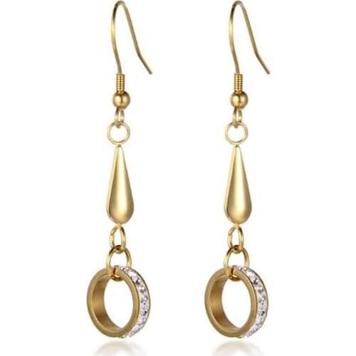 Stainless Steel Gold Water Drop Women Earrings Jewelry Tears Geometry Zircon Stone Tassels Drop Earrings Jewelry Gift For Him