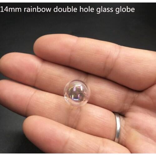 14mm NEW Rainbow double hole glass bottle orbs ball glass globe bubble glass vial pendant diy fashion necklace accessories 50pcs