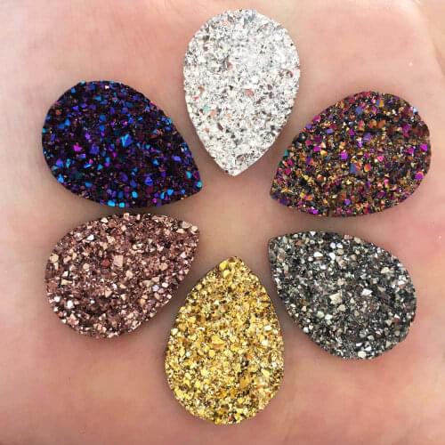 New 20pcs 18*25mm Bling AB Resin Drop Ore Irregular Surface Flatback Rhinestone Ornaments DIY Wedding Appliques Buttons W44*2