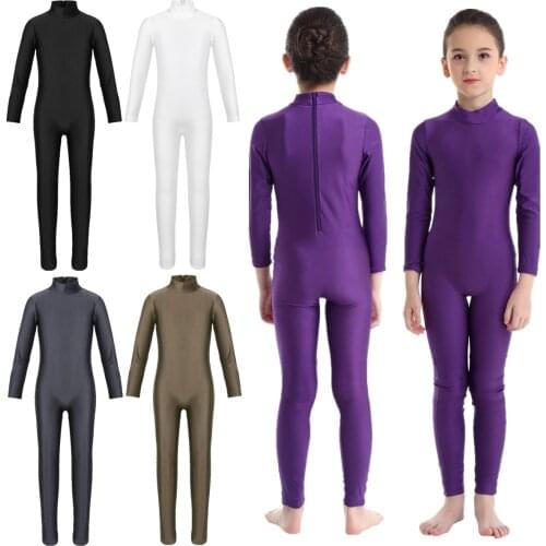 Girls Spandex Long Sleeve Mock Neck Leotard Ballet Gymnastics Leotards for Kids Childrens Dance Costumes Dancewear Jumpsuits