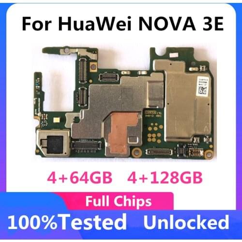 Original For HuaWei Nova 3E Logic Board Full Work Motherboard Unlokced Mainboard WIth Full Chips 4GB RAM 64GB 128GB Logic Board