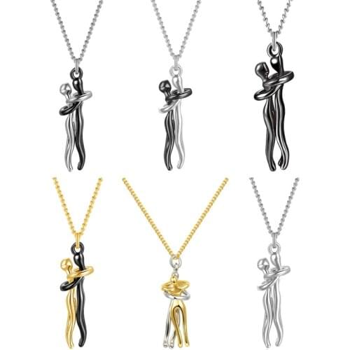 Couple Hugging Pendant Necklace Exquisite Gold Necklaces For Women Fashion Pendants For Couple Necklace Love Witness Jewelry