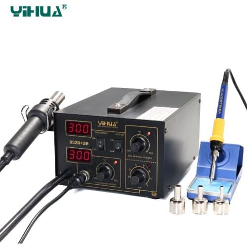 EU Plug YIHUA 852D+SE Diaphragm Pump Soldering Station Hot Air Imported Heater Soldering Station