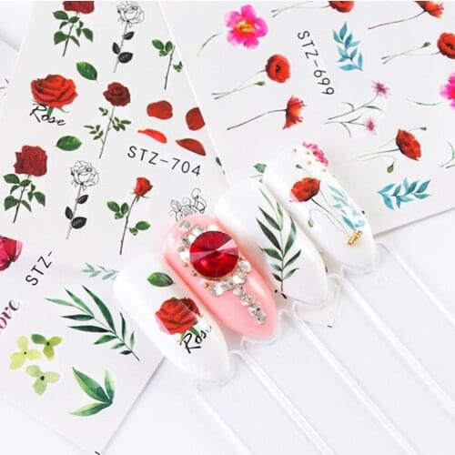 24 Sheets Flower Plant Nail Art Transfer Stickers DIY Manicure Water Decals