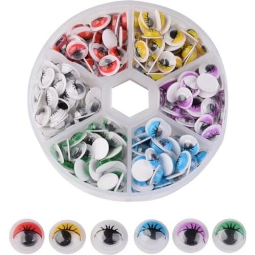 6 colors/box Plastic Wiggle Googly Eyes Cabochons For DIY Jewelry Accessories Finding Making 8mm/10mmx4mm