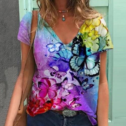 Oversized Butterfly T Shirt Women Tops Summer Clothes For Women T-shirts Plus Size Women Clothing Camisetas De Mujer Tee Shirt