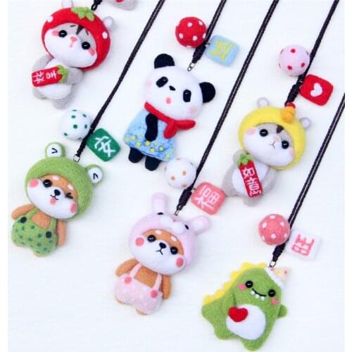 DIY Handmade Craft Wool Felt Material Kits Hand Knitted Animal Shaped Plush Toy Set Panda Dinosaur Plush Doll Craft Package Sets