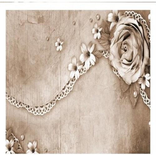 Custom 3d photo wallpaper 3d stereo retro rose wallpapers lace simple American TV background wall