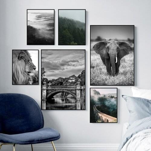Nature Plant Landscape Poster Animals Canvas Wall Art Prints Nordic Style Tree Starry Night Decorative Picture Home Decor HD0060