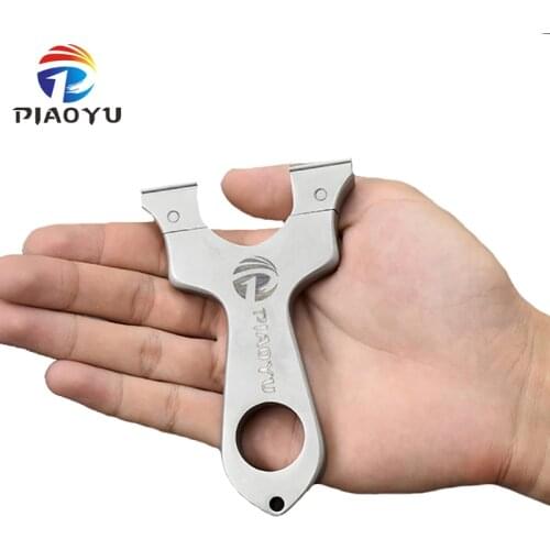PIAOYU Printed Stainless Steel Slingshot with Flat Rubber Band High-quality Catapult Outdoor Hunting Slingshots Tool
