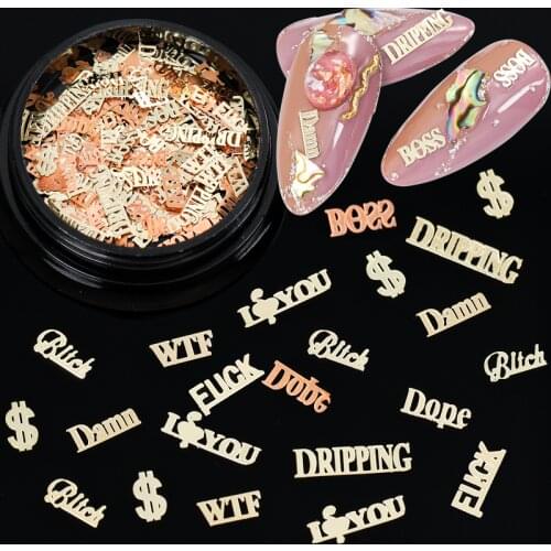 Mix shapes Christmas metal nail art decorations foil decals nail slice letter press on fake nails accessories manicure tool set