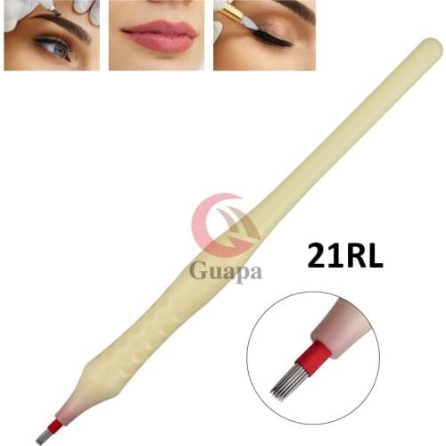 10PCS Microblading Disposable Eyebrow Fog Shading Pen Manual Tattoo machine Pen with Round Microblading Needles for Semi PMU