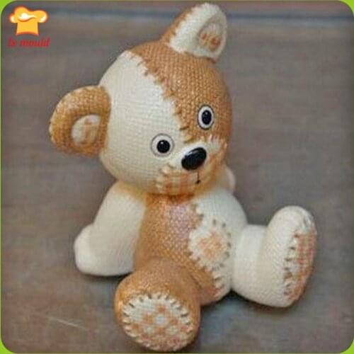 Double sugar diy baking 3 d cartoon animals bear silicon mold soaps die chocolate cake decoration mold bear doll mold