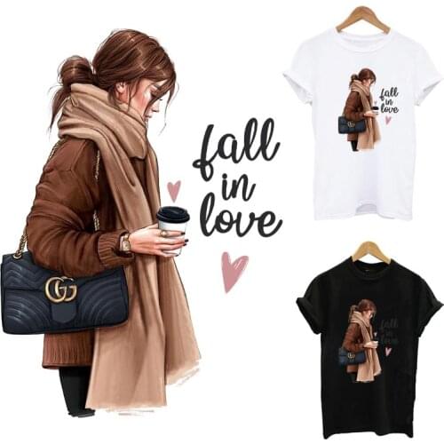 Fashion Girl Iron On Patches For Clothing DIY A-Level Washable Thermal Heat Transfer Sticker Clothes Women T-Shirt Applique