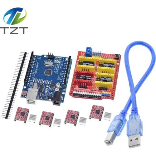 TZT cnc shield v3 engraving machine 3D Printer+ 4pcs A4988 driver expansion board for Arduino + UNO R3 with USB cable
