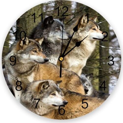 Wolf Forest Animal New Wall Clock Fashion Living Room Quartz Watch Modern Home Decoration Round Clocks