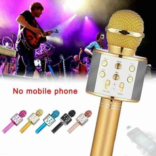 WS858 Mobile Phone Wireless Bluetooth 4.0 Microphone Portable Karaoke Microphone Wireless Handheld Microphone Speaker