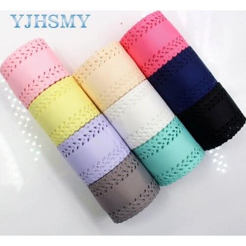 YJHSMY G-18701-574,5 Yards hot sale 45 mm hollow Flowers solid Grosgrain Ribbon,DIY handmade materials,Clothing accessories