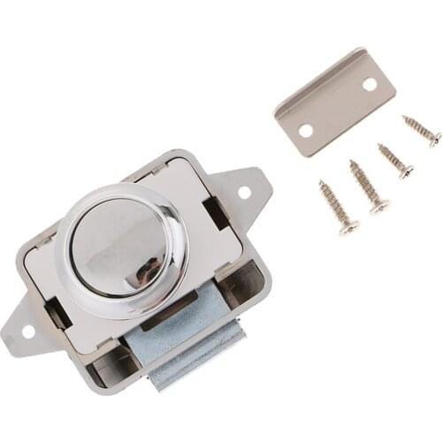 Push Button Lock Latch, Keyless Drawer/ Door/ Cupboard/ Cabinet Latch Knob for RV Boat (Chrome Plated)