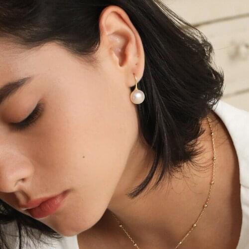 Natural Freshwater Pearl Earrings for Women 925 Sterling Silver with Gold Plated Drop Earrings Wedding Jewelry Fashion Gifts