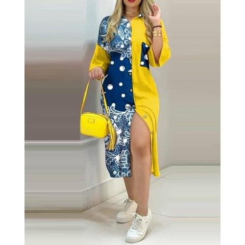 Ladies Dress Fashion Color Matching Slim Short-Sleeved Shirt Dress Casual Home Street Commuter Plus Size Dress Women