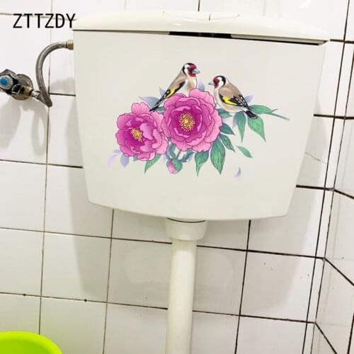 ZTTZDY 25.7CM×16.3CM Peony Bird Classic Wall Stickers Mural Home Bedroom Decor Toilet Decal T2-0984