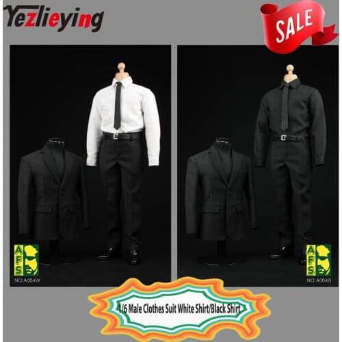 2 Styles AFS A004 1/6 Scale 1:6 Action Figure Male Black Clothes Suit Suits Mens clothing Shirt set Black For 12 Inch Men Body