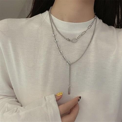 2021 Trendy Fashion Double Layer Womens Neck Chain Choker Necklaces For Women Jewelry Cool Necklace Girls colar Accessories