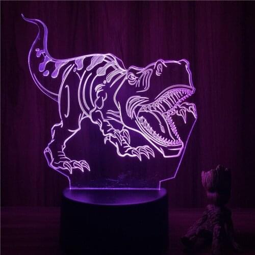 3D Lamp Animal Image Dinosaur Tyrannosaurus LED NightLight Figure 7 Colors Touch Table Bedroom Decor Night Light Gift