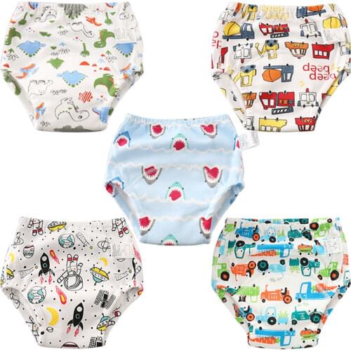 5pcs cotton baby reusable diaper washable cloth diaper kids child cotton potty training pants underwear